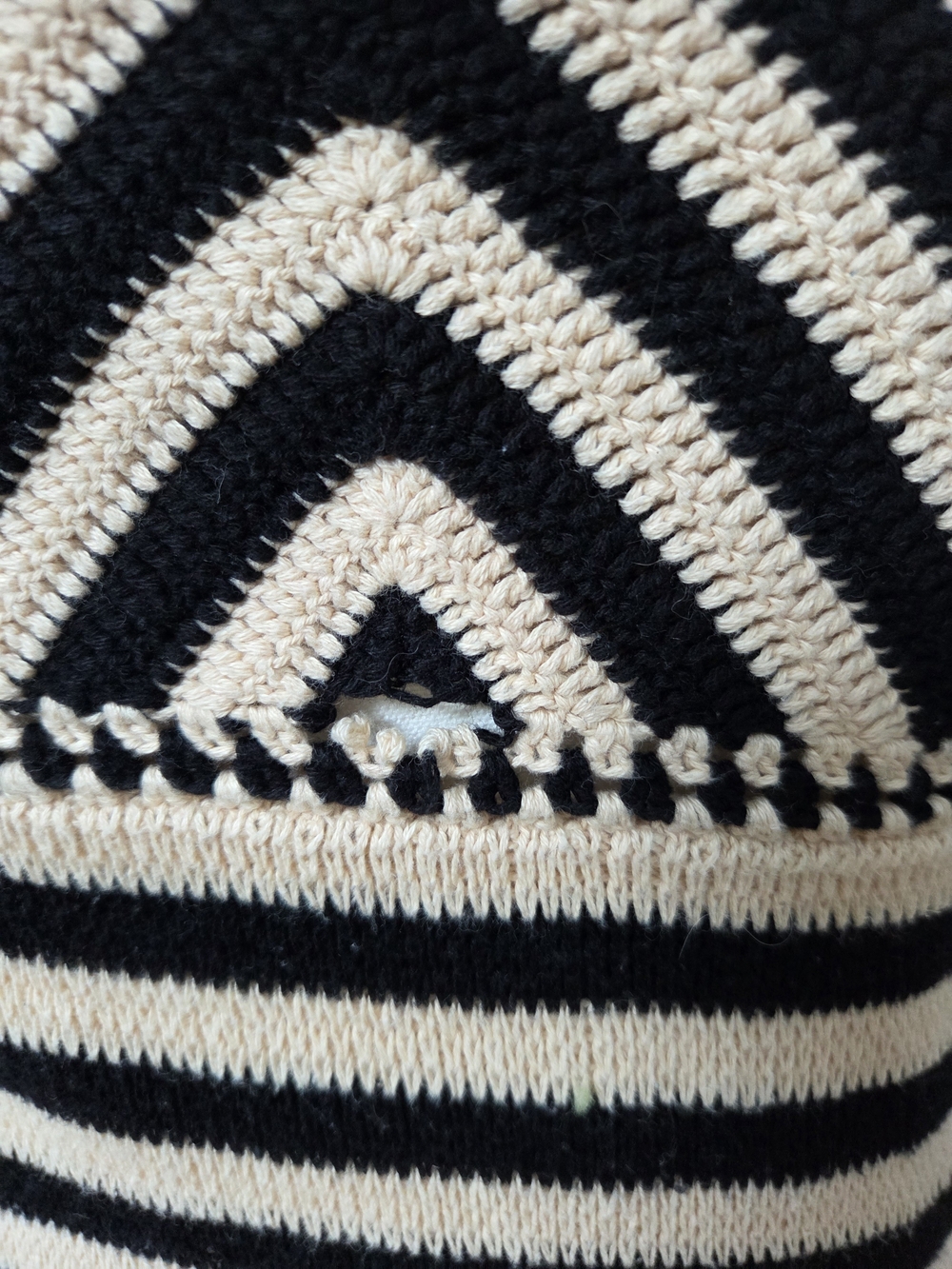 Miou Muse Striped Black and Cream Knit Spaghetti Strap Dress - Picture 7 of 8